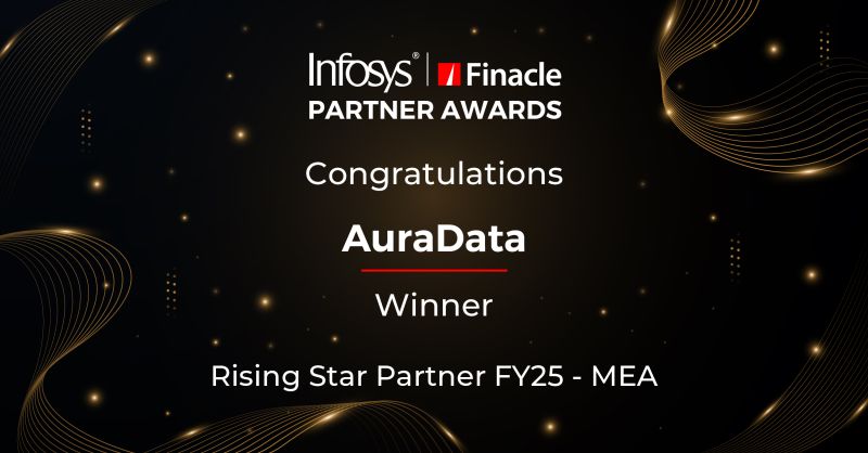 Infosys Finacle Partner Awards - AuraData Rising Star Partner FY25 MEA winner